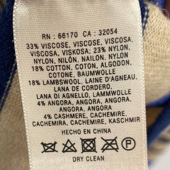 Anthropologie Cashmere Wool Blend Dress Fit and Flare Blue Tan Womens Medium - Picture 6 of 6